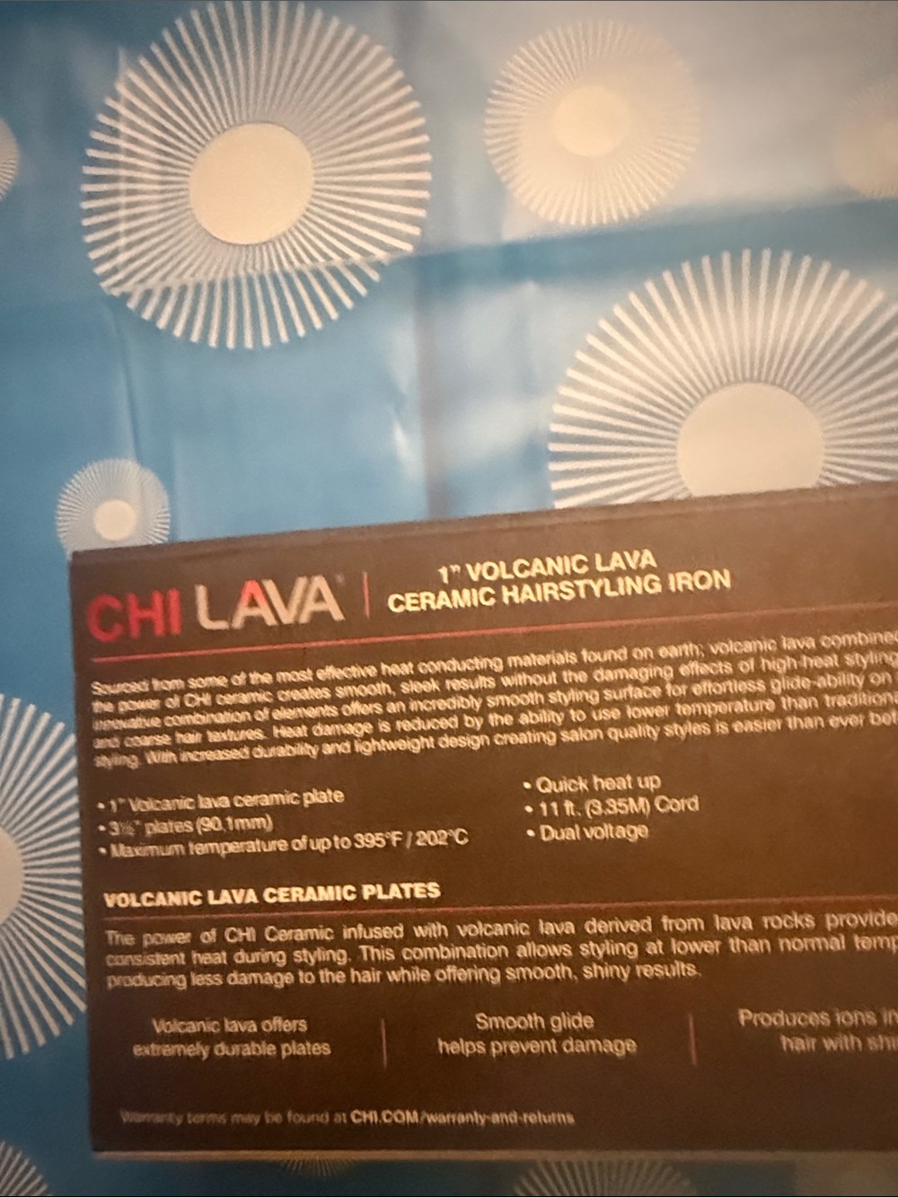 CHI LAVA 1" Volcanic Lava Ceramic Flat Iron - Black & Red brand new - Picture 7 of 7